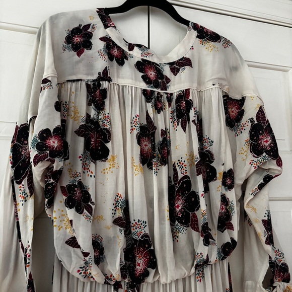 Free People Tuscan Dreams Tunic Size Small Flowy Floral Boho Bohemian Blouse EUC - Picture 10 of 13